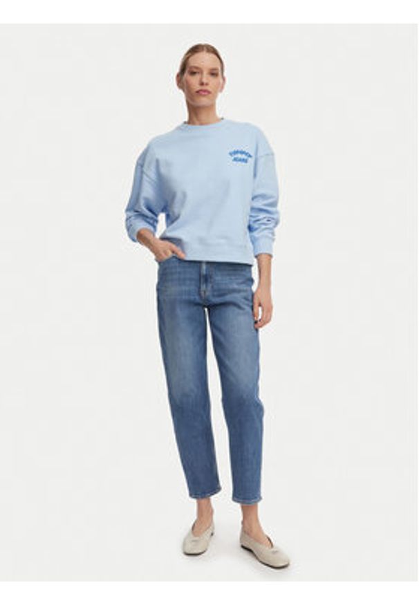 Tommy Jeans Bluza Bubble Logo DW0DW22366 Niebieski jasny Boxy Fit. Kolor: niebieski. Materiał: bawełna