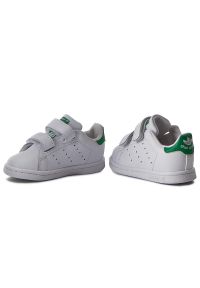 Adidas - Buty adidas - Stan Smith Cf I BZ0520 Ftwwht/Ftwwht/Green. Zapięcie: rzepy. Kolor: biały. Materiał: skóra ekologiczna, skóra. Szerokość cholewki: normalna. Wzór: paski #4