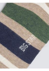 Big-Star - Skarpety męskie bawełniane w kolorowe paski beżowe Ismaelo 801. Kolor: beżowy. Materiał: bawełna. Wzór: kolorowy, paski #2