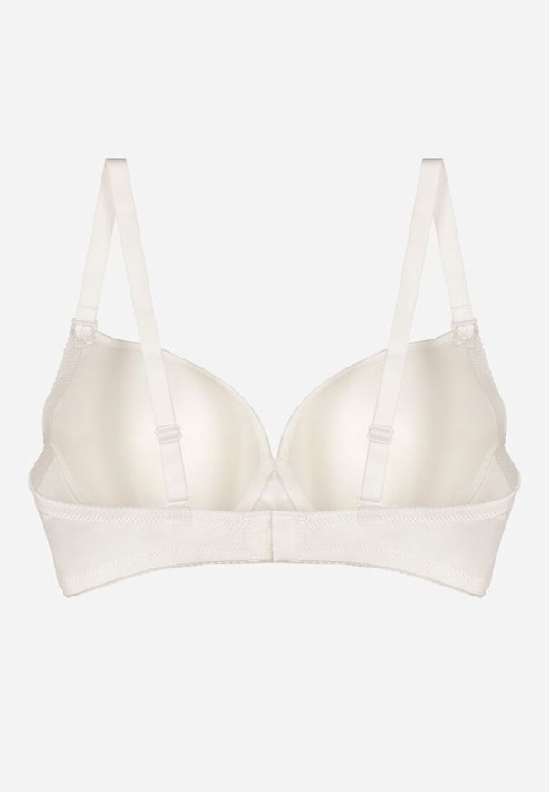 Born2be - Jasnobeżowy Gładki Biustonosz Zdobiony Kokardką Ocerien. Kolor: beżowy. Materiał: koronka. Wzór: gładki, aplikacja