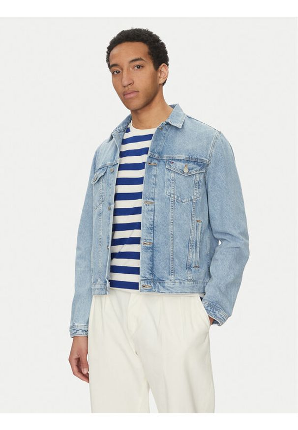TOMMY HILFIGER - Tommy Hilfiger Kurtka jeansowa MW0MW38956 Niebieski Regular Fit. Kolor: niebieski. Materiał: bawełna