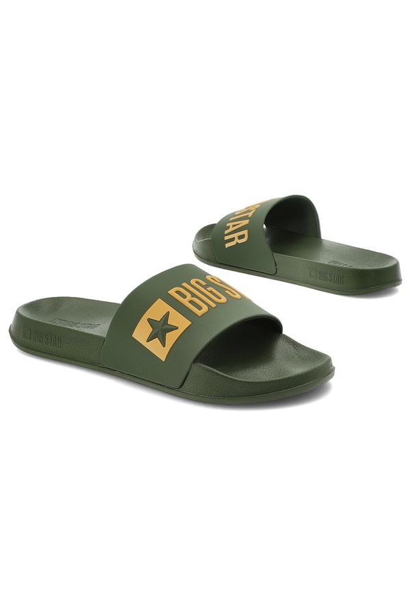 Big-Star - Klapki unisex Big Star, wodoodporne z tworzywa na platformie wsuwane na basen na wakacje, zielone, SS174360. Okazja: do domu, na co dzień, na plażę. Kolor: zielony. Sezon: lato. Obcas: na platformie. Styl: wakacyjny