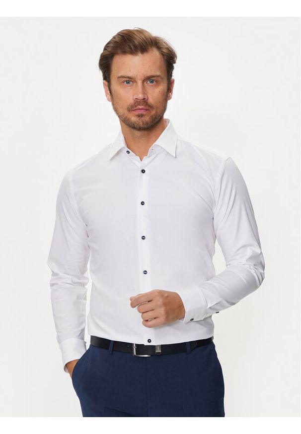 BOSS - Boss Koszula 50519867 Biały Slim Fit. Kolor: biały. Materiał: bawełna