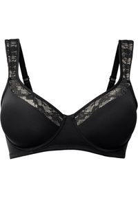 bonprix - Biustonosz usztywniany z wyściełanymi ramiączkami. Kolor: czarny. Materiał: materiał. Rodzaj stanika: różne sposoby noszenia, wyściełane miseczki #1