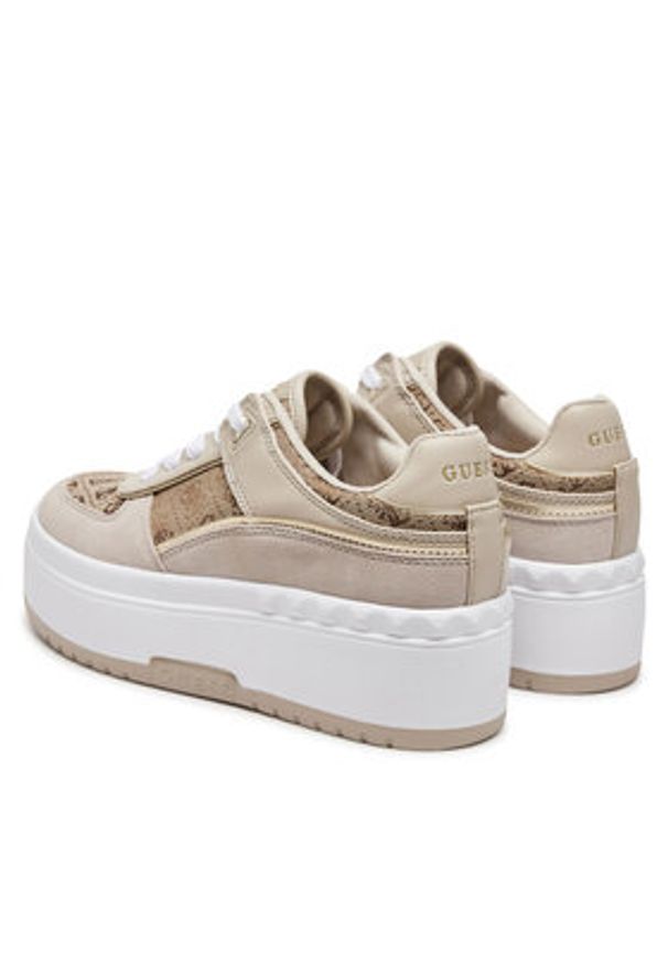 Guess Sneakersy FLPR2D FAL12 Beżowy. Kolor: beżowy. Materiał: skóra