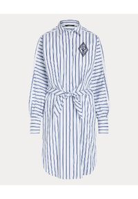 Lauren Ralph Lauren - LAUREN BY RALPH LAUREN - Bawełniana koszulowa sukienka w paski. Kolor: biały. Materiał: bawełna. Długość rękawa: długi rękaw. Wzór: paski. Typ sukienki: koszulowe. Długość: mini #3