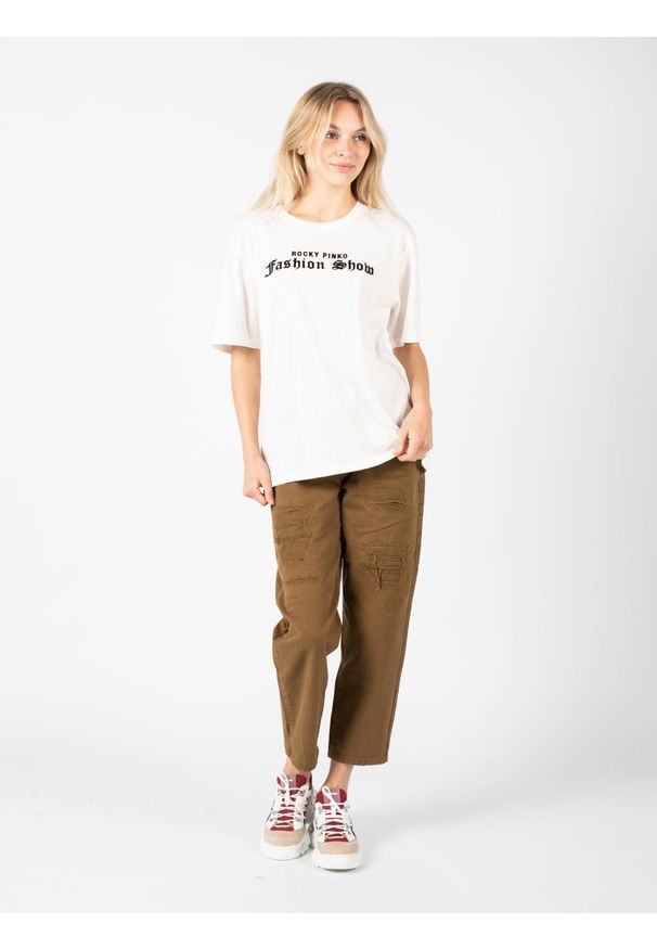 Pinko T-shirt "Amasia" | 1G16UD Y6K7 | Kobieta | Biały. Kolor: biały. Materiał: bawełna. Wzór: napisy