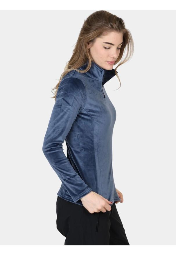 Sweter damski Spyder Shimmer Bug HZ. Typ kołnierza: polo. Kolor: niebieski. Materiał: polar. Wzór: aplikacja. Sport: turystyka piesza