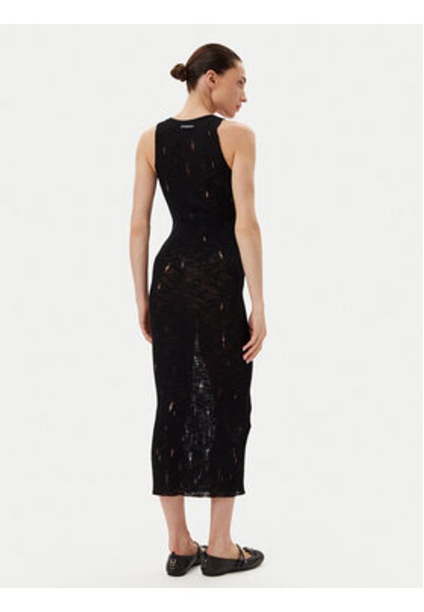 Pinko - PINKO Sukienka dzianinowa 105141 A2LP Czarny Slim Fit. Kolor: czarny. Materiał: bawełna