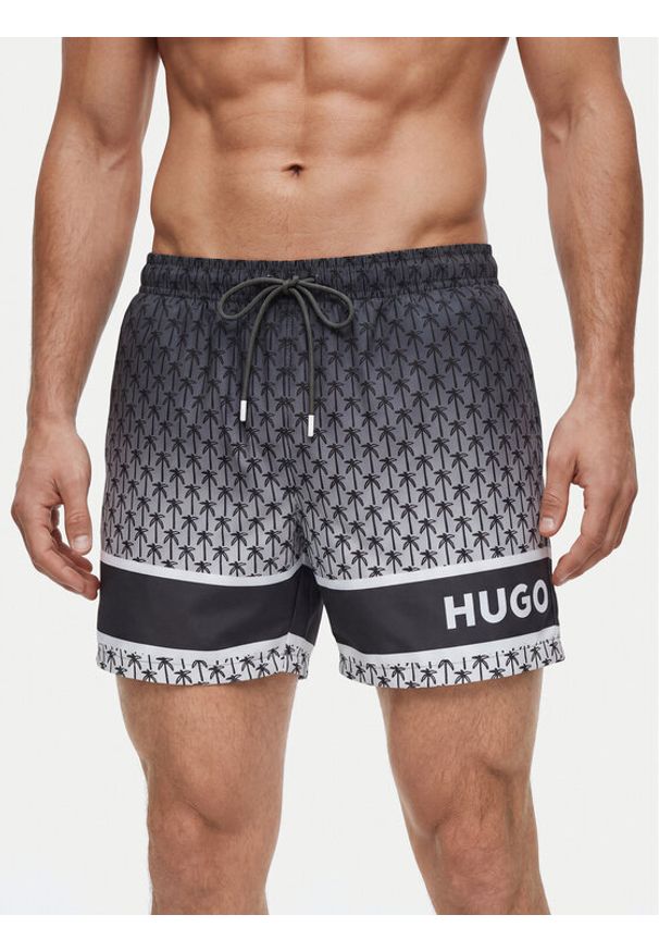 Hugo - HUGO Szorty kąpielowe Palms 50561097 Szary Regular Fit. Kolor: szary. Materiał: syntetyk