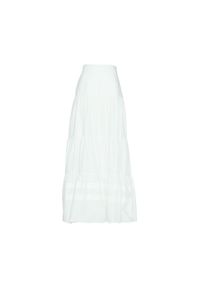 Manila Grace - MANILA GRACE - Biała spódnica maxi z bawełny. Kolor: biały. Materiał: bawełna. Wzór: aplikacja. Sezon: lato. Styl: elegancki #5