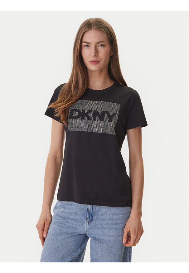 DKNY T-Shirt DJ6T1701 Czarny Regular Fit. Kolor: czarny. Materiał: bawełna