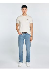 Big-Star - Koszulka męska z nadrukiem na piersi kremowa Serer 103. Kolor: kremowy. Materiał: bawełna. Wzór: nadruk #2