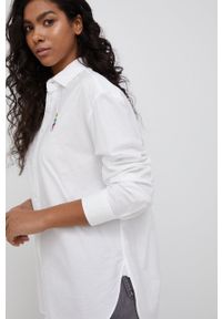 Polo Ralph Lauren koszula bawełniana 211858465001 damska kolor biały relaxed z kołnierzykiem klasycznym. Typ kołnierza: kołnierzyk klasyczny, polo. Kolor: biały. Materiał: bawełna. Styl: klasyczny #6