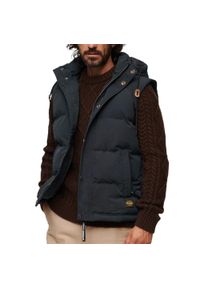 Kurtka bez rękawów z kapturem Superdry Everst. Typ kołnierza: kaptur. Kolor: niebieski. Materiał: puch. Długość rękawa: bez rękawów #1