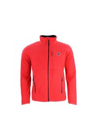 PEAK MOUNTAIN - Polar z pełnym zamkiem błyskawicznym Peak Mountain. Typ kołnierza: kołnierzyk stójkowy. Kolor: czerwony. Materiał: polar. Sport: turystyka piesza #1