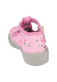 Befado obuwie dziecięce 213P130 różowe szare. Nosek buta: otwarty. Kolor: różowy, wielokolorowy, szary. Materiał: bawełna, tkanina #4