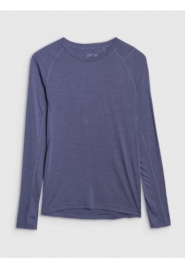 4f - 4F Longsleeve trekkingowy szybkoschnący z wełną merino damski - granatowy XS. Kolor: niebieski. Materiał: wełna. Długość rękawa: długi rękaw