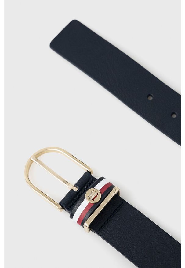 TOMMY HILFIGER - Tommy Hilfiger - Pasek skórzany. Kolor: niebieski. Materiał: skóra