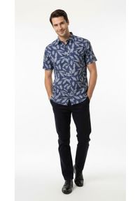 Koszula Bawełniana - Brave Soul - Niebieska, w Pióra. Kolor: niebieski. Materiał: bawełna. Sezon: lato. Styl: wakacyjny #2