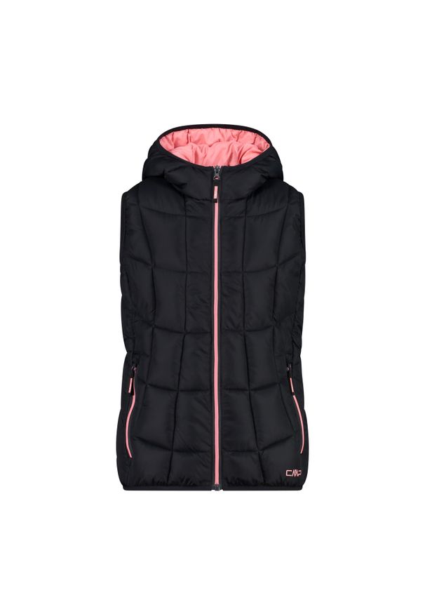 Dziewczęca kurtka bez rękawów z kapturem CMP. Typ kołnierza: kaptur. Kolor: szary, wielokolorowy, brązowy. Długość rękawa: bez rękawów