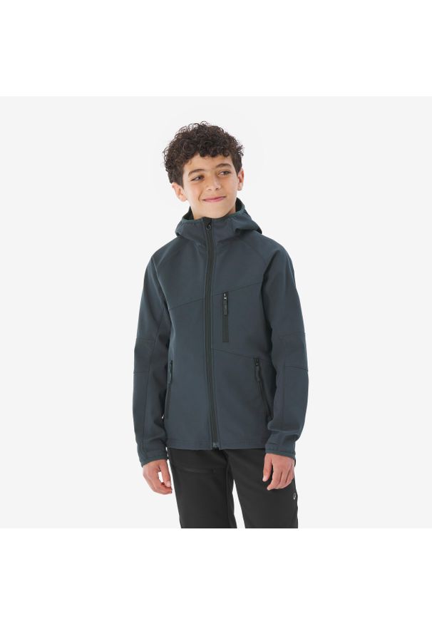 quechua - Kurtka softshell turystyczna dla dzieci Quechua MH900. Kolor: wielokolorowy, czarny, szary. Materiał: softshell. Sezon: lato