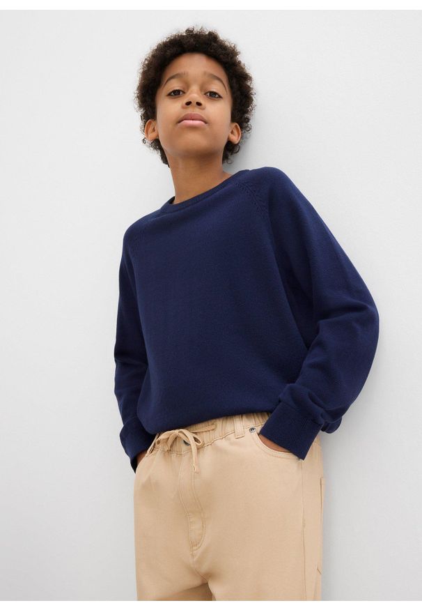 bonprix - Bawełniane spodnie z gumką w talii regular fit, prosta nogawka. Kolor: beżowy. Materiał: bawełna