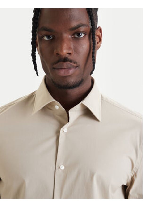BOSS Koszula H-Hank-Kent-C1-214 50469345 Beżowy Slim Fit. Typ kołnierza: kołnierzyk klasyczny. Kolor: beżowy. Materiał: bawełna