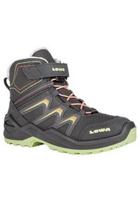 Buty trekkingowe dla dzieci Lowa Maddox Warm Gtx. Wysokość cholewki: za kostkę. Zapięcie: rzepy. Kolor: szary. Materiał: tkanina, syntetyk, materiał. Szerokość cholewki: normalna #1