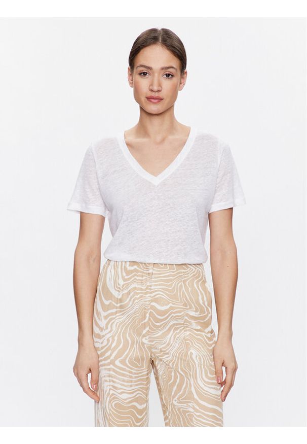 Calvin Klein T-Shirt K20K205551 Biały Regular Fit. Kolor: biały. Materiał: len