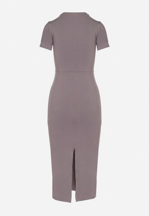 Born2be - Szara Sukienka Dopasowana Bodycon z Dekoltem w Serek Efricene. Okazja: na co dzień. Typ kołnierza: dekolt w serek. Kolor: szary. Materiał: jeans. Długość rękawa: krótki rękaw. Typ sukienki: bodycon. Styl: klasyczny, casual