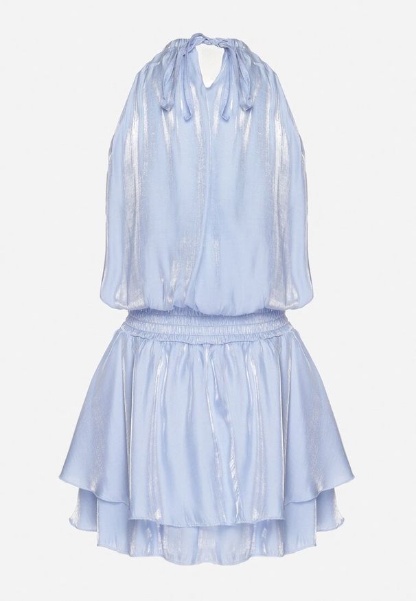 Born2be - Niebieska Wiskozowa Sukienka o Rozkloszowanym Kroju Bez Rękawów z Falbanami Soranvia. Okazja: na imprezę, na co dzień. Kolor: niebieski. Materiał: wiskoza. Długość rękawa: bez rękawów. Styl: elegancki, casual