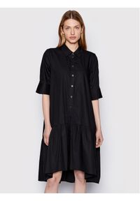 GESTUZ - Gestuz Sukienka koszulowa Avaligz 10906320 Czarny Loose Fit. Kolor: czarny. Materiał: bawełna. Typ sukienki: koszulowe