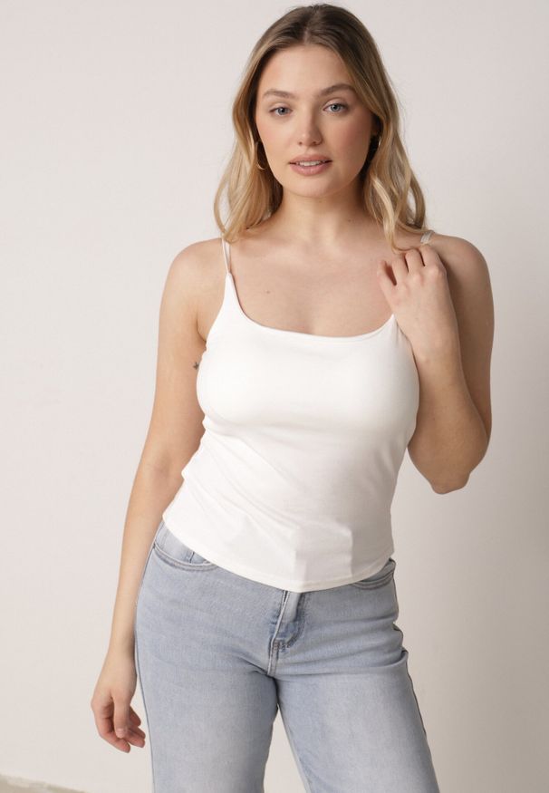 Born2be - Biały Wiskozowy Top z Podwójnymi Ramiączkami Hendrea. Okazja: na co dzień. Kolor: biały. Materiał: wiskoza. Długość rękawa: na ramiączkach. Styl: casual, elegancki