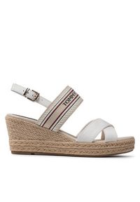 TOMMY HILFIGER - Tommy Hilfiger Espadryle Th Artisandal Mid Wedge Sandal FW0FW05770 Biały. Kolor: biały. Materiał: materiał