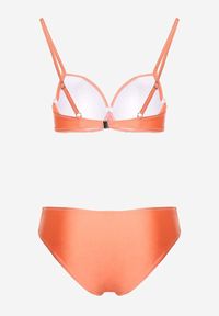 Born2be - Pomarańczowe Dwuczęściowe Bikini Biustonosz z Aplikacją Majtki Typu Figi Vikrria. Kolor: pomarańczowy. Wzór: aplikacja