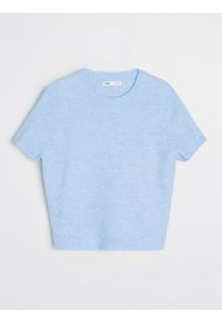 Sinsay - Bluzka swetrowa z domieszką wełny - błękitny. Kolor: niebieski. Materiał: wełna