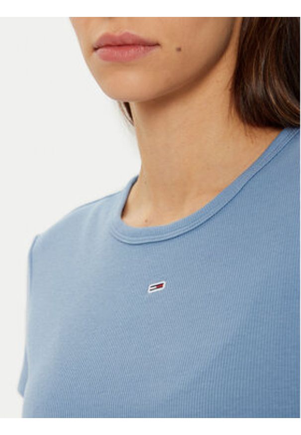 Tommy Jeans T-Shirt Essential DW0DW17383 Niebieski Slim Fit. Kolor: niebieski. Materiał: bawełna