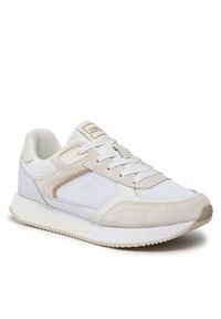 TOMMY HILFIGER - Tommy Hilfiger Sneakersy Essential Elevated Runner FW0FW07700 Biały. Kolor: biały. Materiał: zamsz, skóra #4