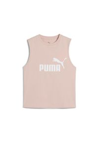 Puma - Damska wąska koszulka bez rękawów z logo No. 1 ESS PUMA Pink Fruit. Kolor: różowy. Materiał: guma. Długość rękawa: bez rękawów. Wzór: nadruk