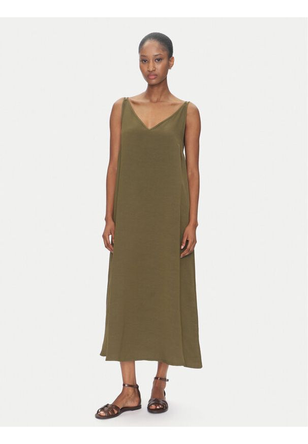 ViCOLO Sukienka letnia TD0758 Khaki Regular Fit. Kolor: brązowy. Materiał: wiskoza. Sezon: lato