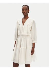 Pinko - PINKO Sukienka codzienna Frank 105251 A2MI Écru Regular Fit. Okazja: na co dzień. Materiał: bawełna. Typ sukienki: proste. Styl: casual