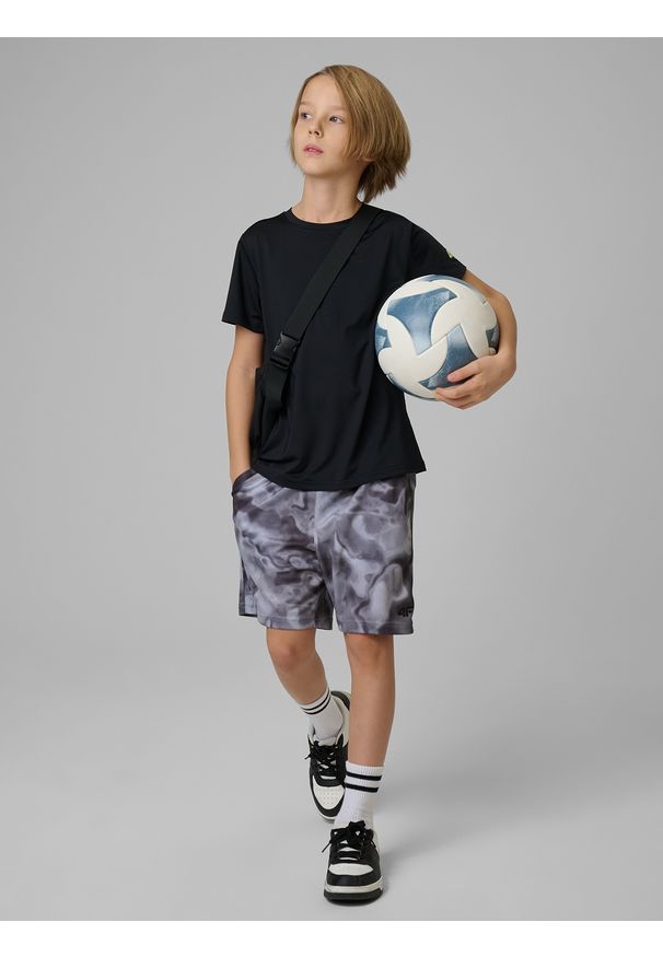 4f - 4F Spodenki sportowe szybkoschnące chłopięce - szare 134/140 (8-10 lat). Kolor: szary. Materiał: syntetyk, materiał. Sezon: lato. Styl: sportowy