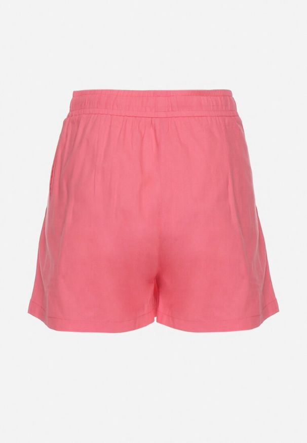 Born2be - Fuksjowe Bawełniane Szorty z Wysokim Stanem Tanalianea. Okazja: na co dzień. Stan: podwyższony. Kolor: różowy. Materiał: bawełna. Styl: casual, elegancki