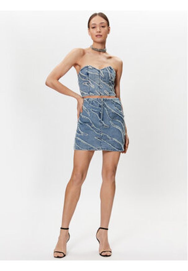 GESTUZ - Gestuz Top Larisa 10906883 Niebieski Slim Fit. Kolor: niebieski. Materiał: bawełna, jeans