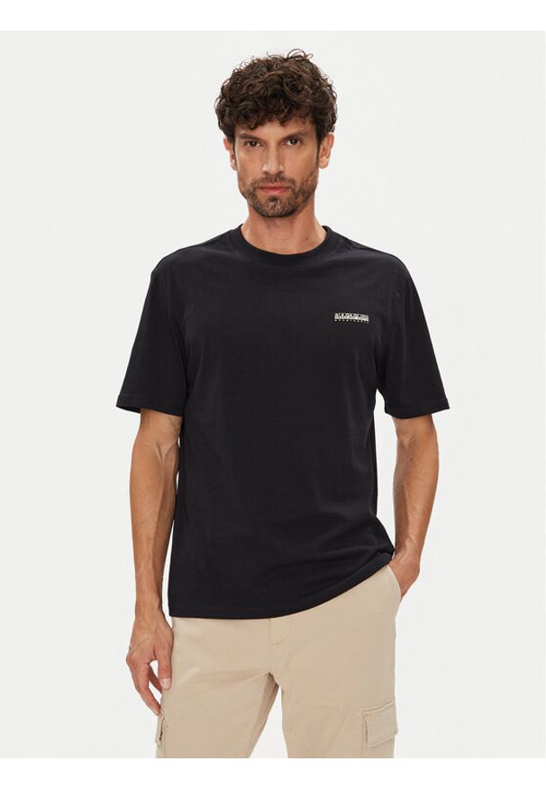 Napapijri T-Shirt Smallbox NP0A88TR Czarny Regular Fit. Kolor: czarny. Materiał: bawełna