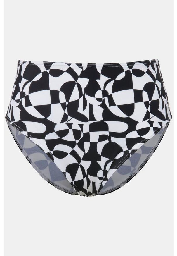 ULLA POPKEN - Damskie Figi od bikini wysoki stan nadruk graficzny. Stan: podwyższony. Kolekcja: plus size. Kolor: czarny. Materiał: elastan, poliamid, materiał. Wzór: nadruk