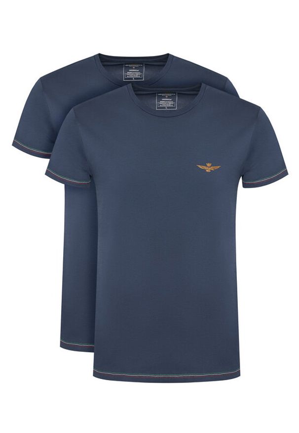 Aeronautica Militare Komplet t-shirtów AM1UTI003B Granatowy Slim Fit. Kolor: niebieski. Materiał: bawełna