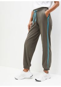 bonprix - Spodnie dresowe z bawełny. Kolor: szary. Materiał: dresówka, bawełna. Styl: sportowy