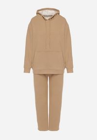 Born2be - Ciemnobeżowy Bawełniany Komplet Dresowy z Bluzą i Spodniami Zansira. Kolor: beżowy. Materiał: bawełna, dresówka. Sport: turystyka piesza #2